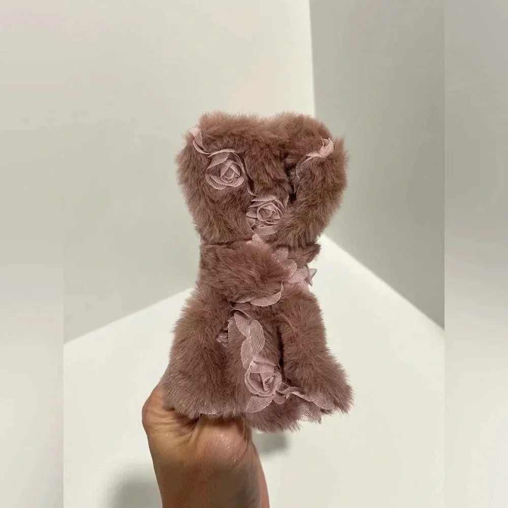 Claire’s Dusty Rose Furry Makeup Bow Headwrap NWT